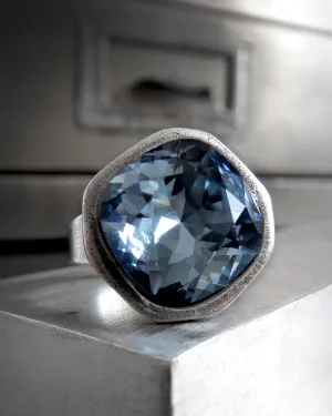 CAROLINA BLUE - Sky Blue Crystal Ring with Silver Adjustable Band