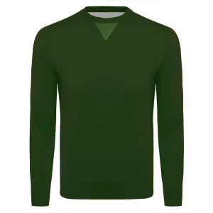 Cashmere and Silk Dark Olive Sweater with Alligator Detail