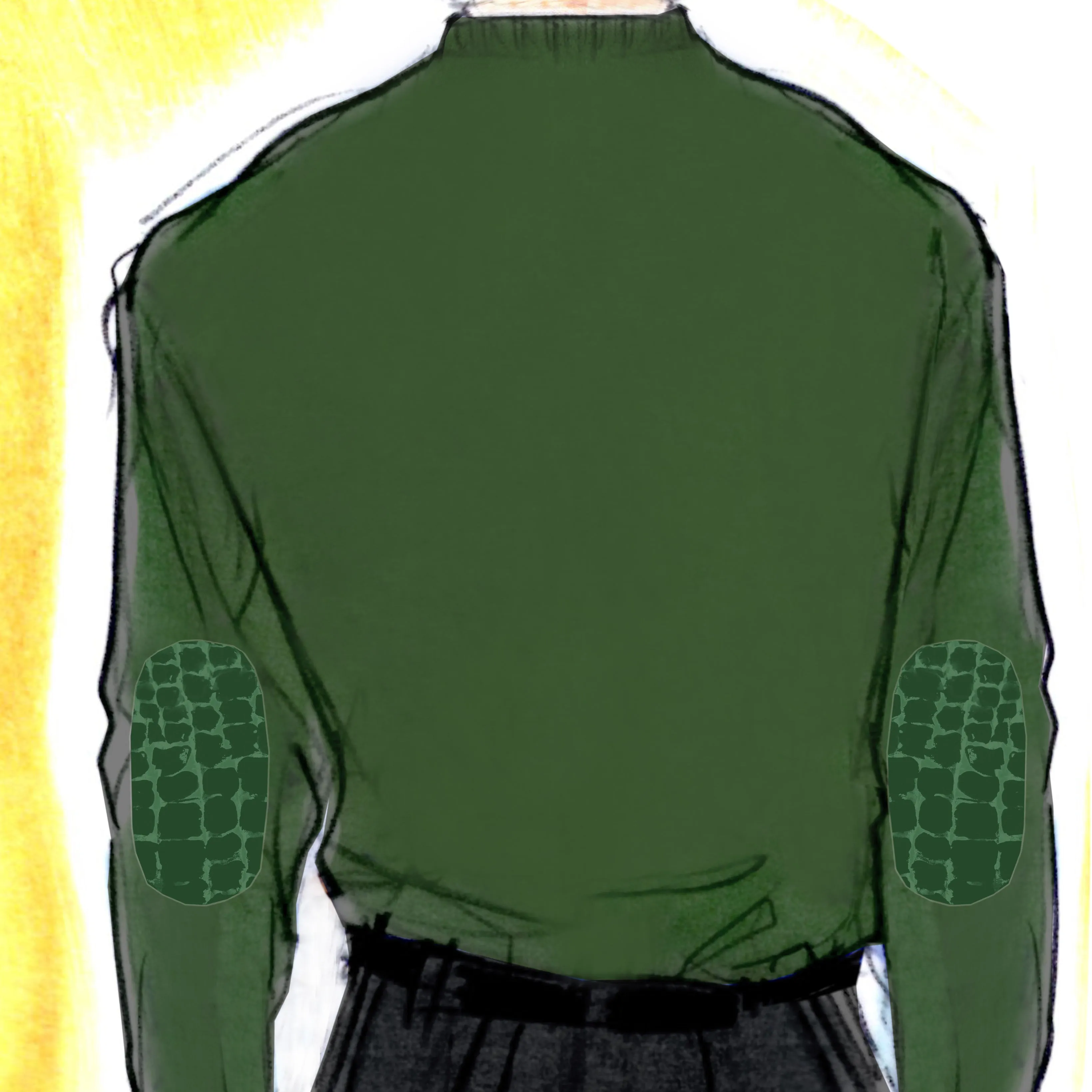 Cashmere and Silk Dark Olive Sweater with Alligator Detail