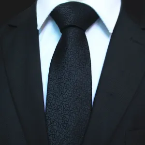 Celino Men's Neck Tie Premium European Made with Gift Box[Solid Black Floral]