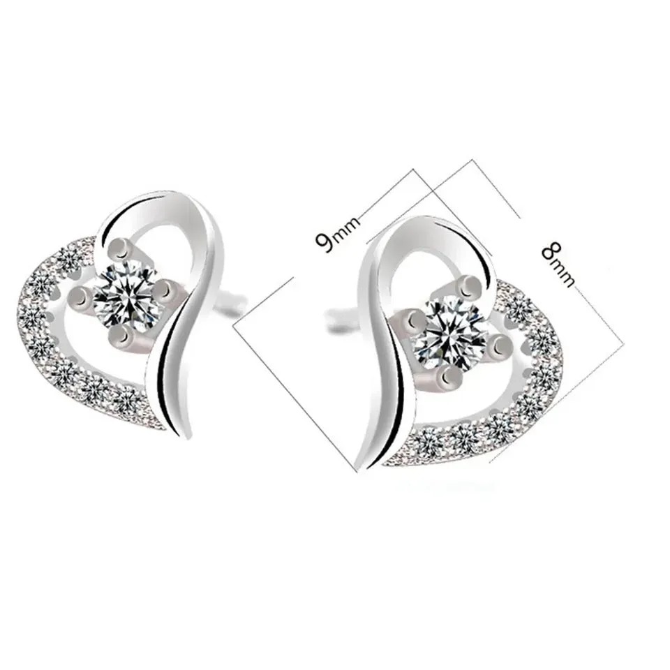 Center Stone Twisted Hollow Heart Stud Earrings