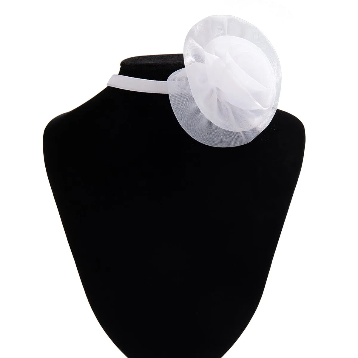 Chic White Lace Flower Velvet Collar Choker Necklace