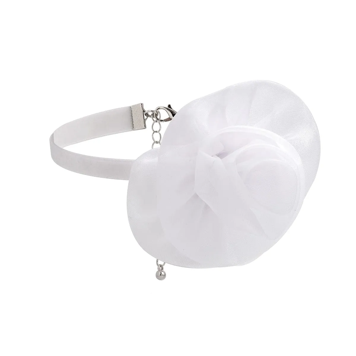 Chic White Lace Flower Velvet Collar Choker Necklace
