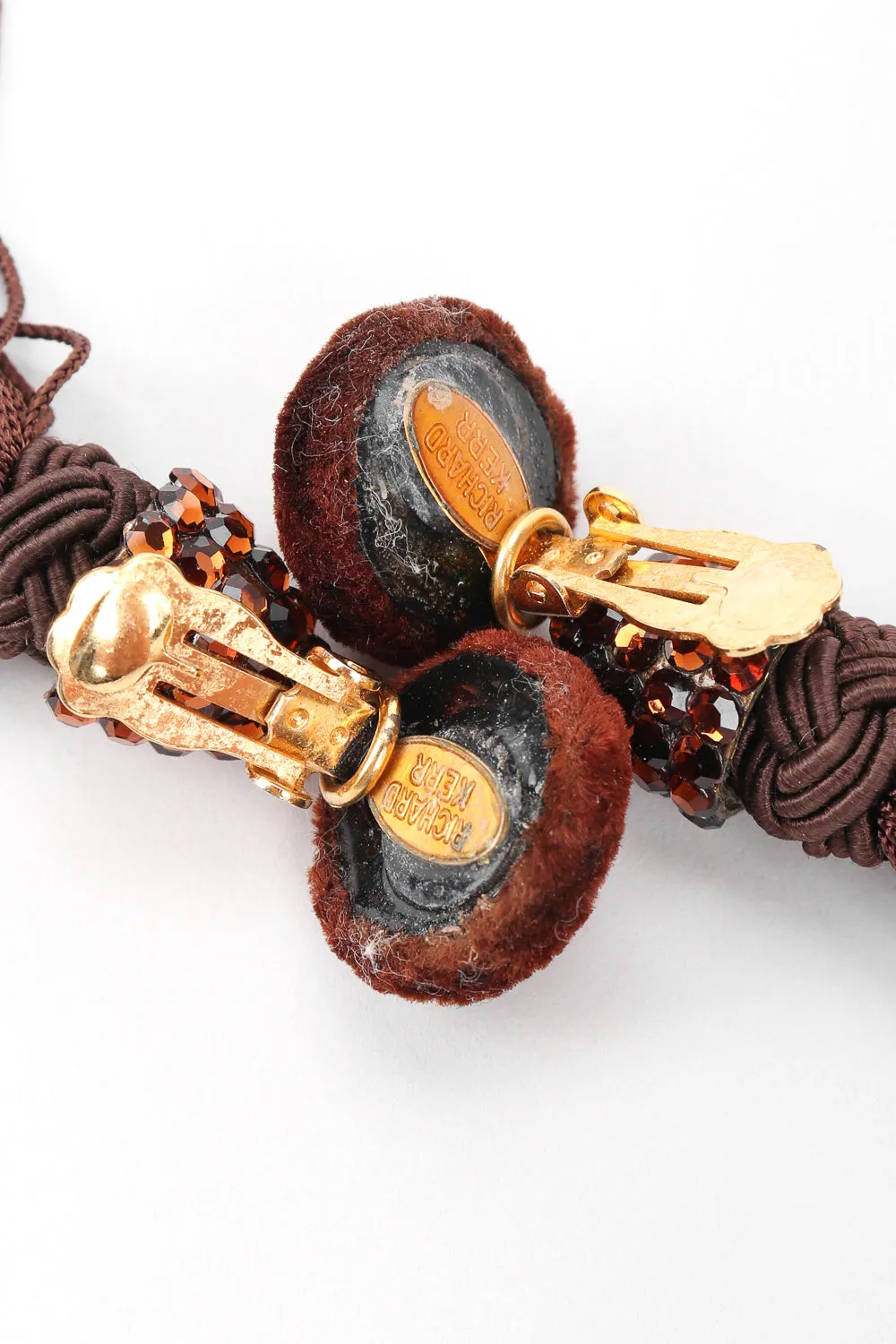Chocolate Rhinestone Tassel Earrings