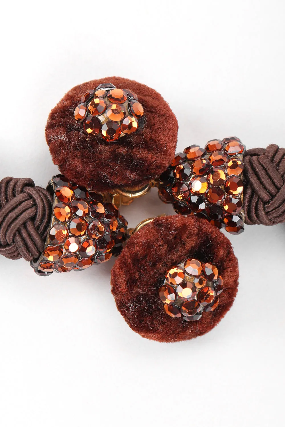 Chocolate Rhinestone Tassel Earrings