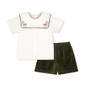 Christian Short Set - Winter White Velvet, Candy Cane