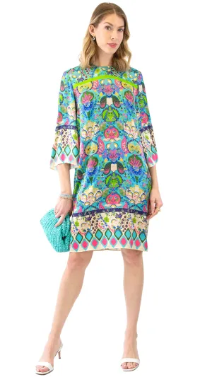 Classic Shift Dress - Turquoise / Multi