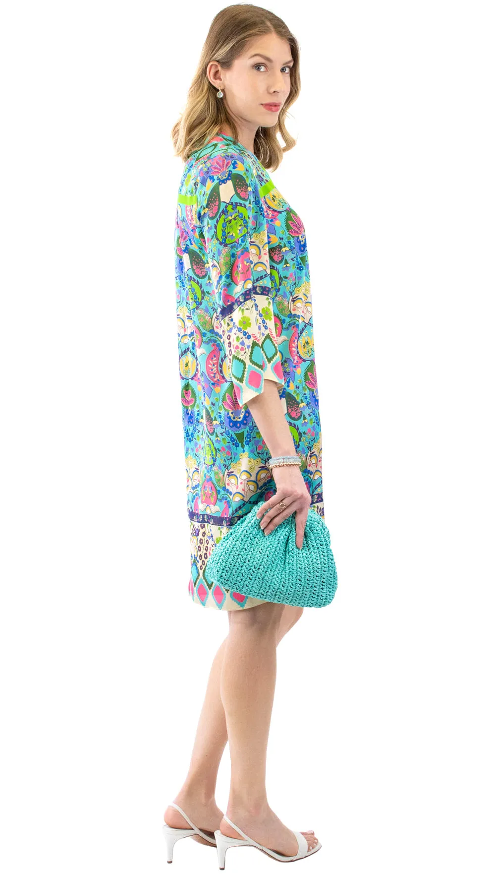 Classic Shift Dress - Turquoise / Multi