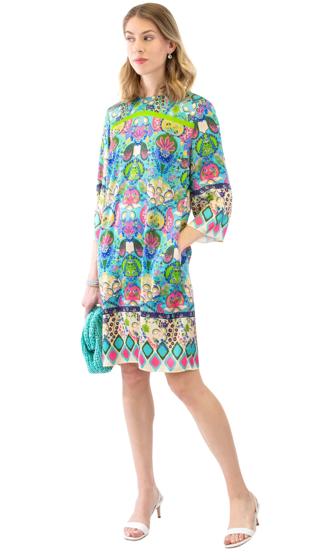 Classic Shift Dress - Turquoise / Multi