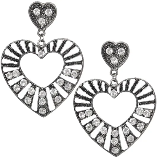 Clear Gemstone Heart Post Earrings
