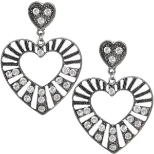 Clear Gemstone Heart Post Earrings