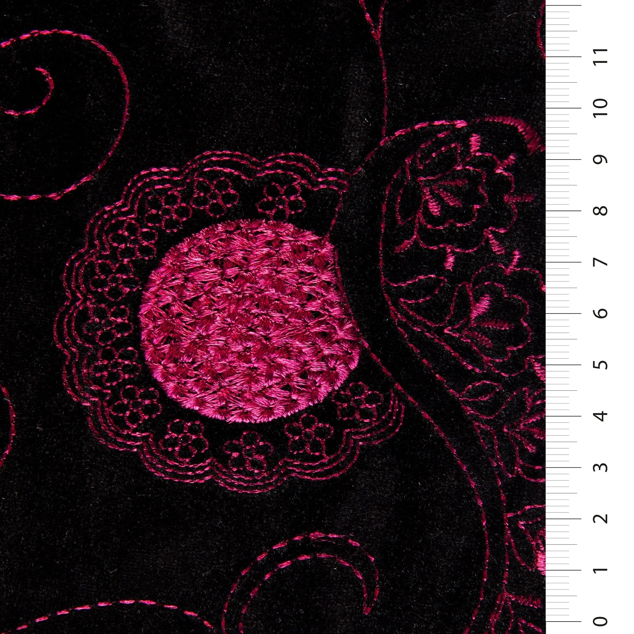 Colored Thread Embroidered Velvet Fabric