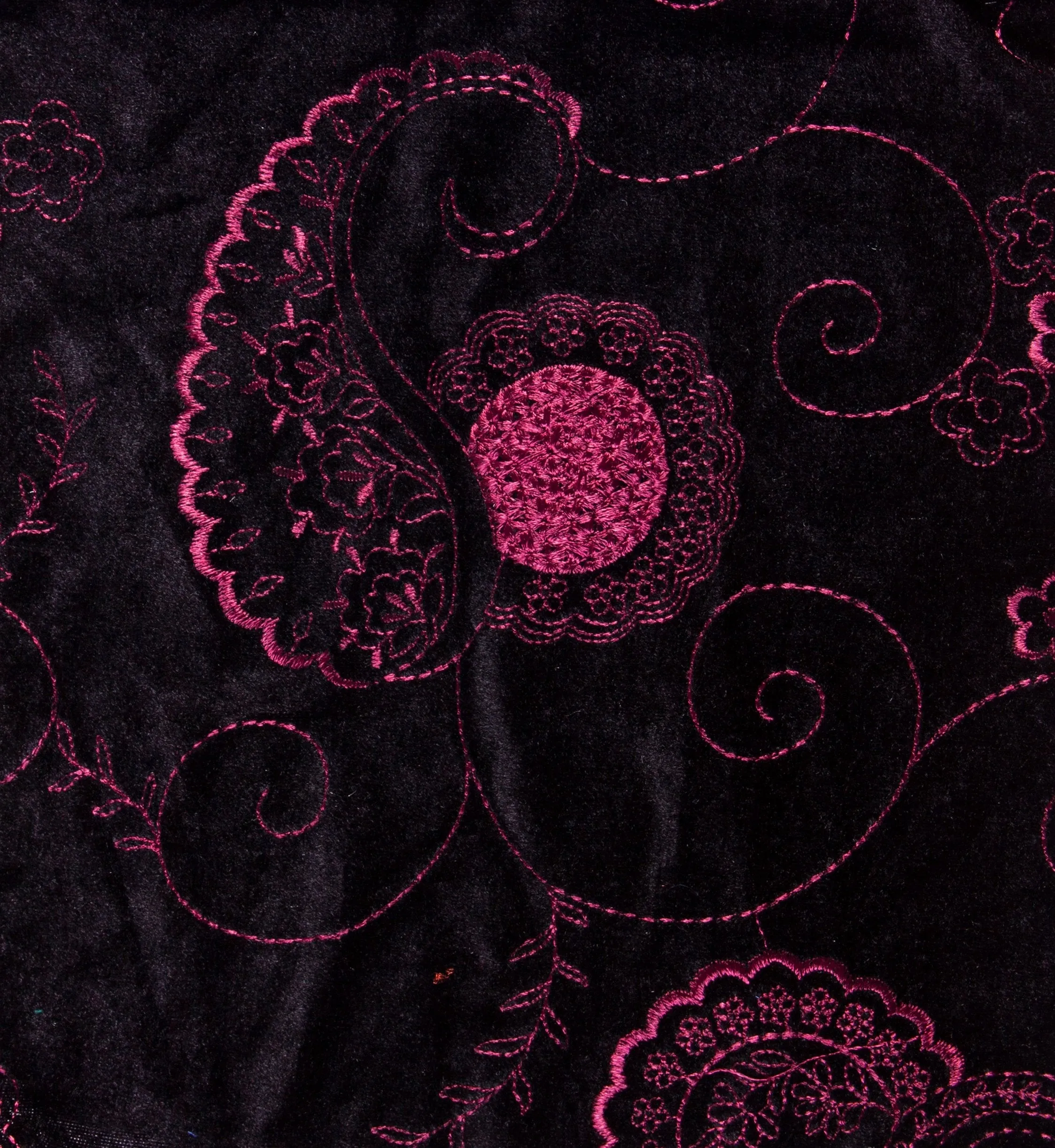 Colored Thread Embroidered Velvet Fabric