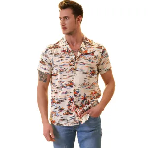 Colorful Palm Trees European Made & Designed Hawaiian Summer Shirts For Men