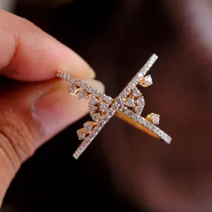Criss Cross Broad Gap X Diamond Ring