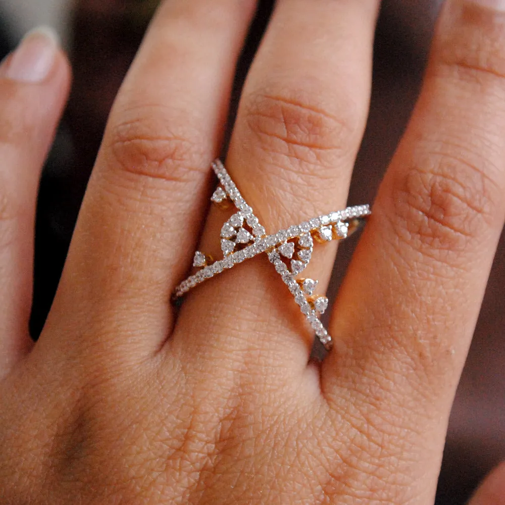 Criss Cross Broad Gap X Diamond Ring