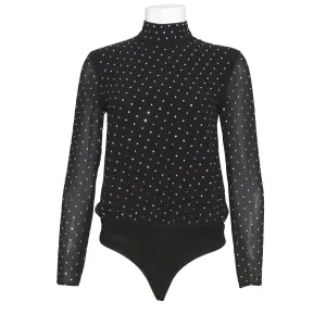 CRYSTAL EMBELLISHED BLACK BODYSUIT