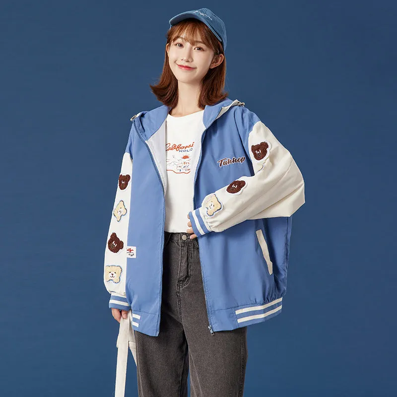 CUTE BEAR EMBROIDERED HOODIE JACKET UB2793