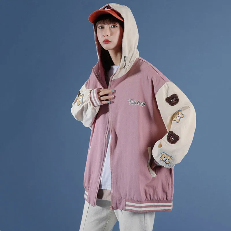 CUTE BEAR EMBROIDERED HOODIE JACKET UB2793