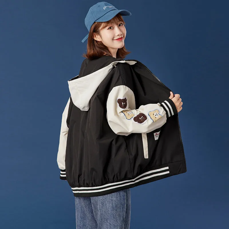 CUTE BEAR EMBROIDERED HOODIE JACKET UB2793