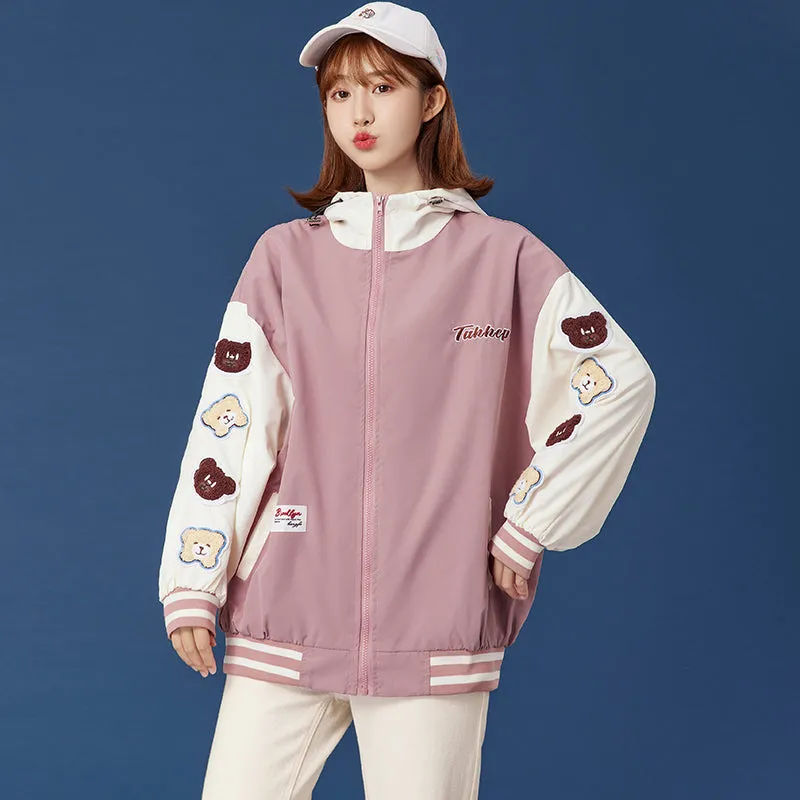 CUTE BEAR EMBROIDERED HOODIE JACKET UB2793