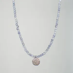 Diamond Disc and Iolite Necklace