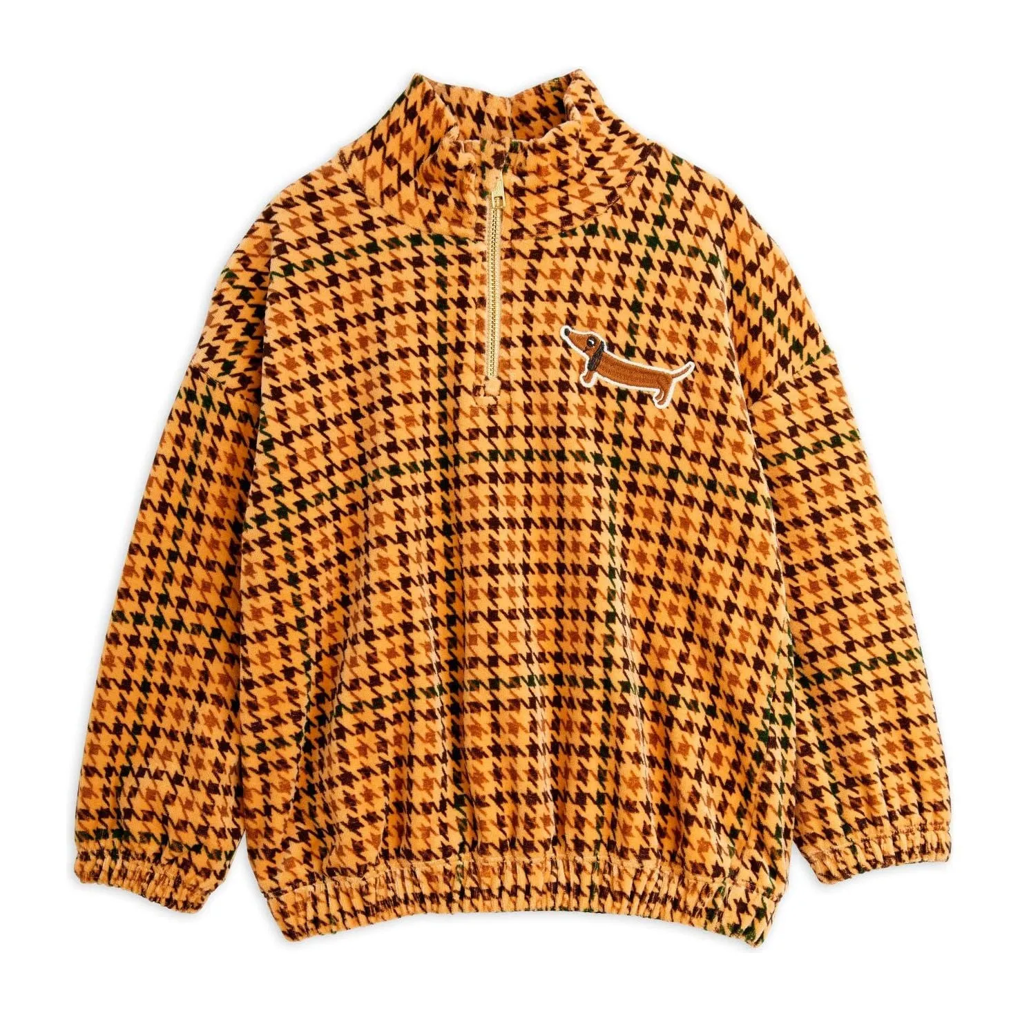 Dog Houndstooth Aop Velour Halfzip Sweatshirt