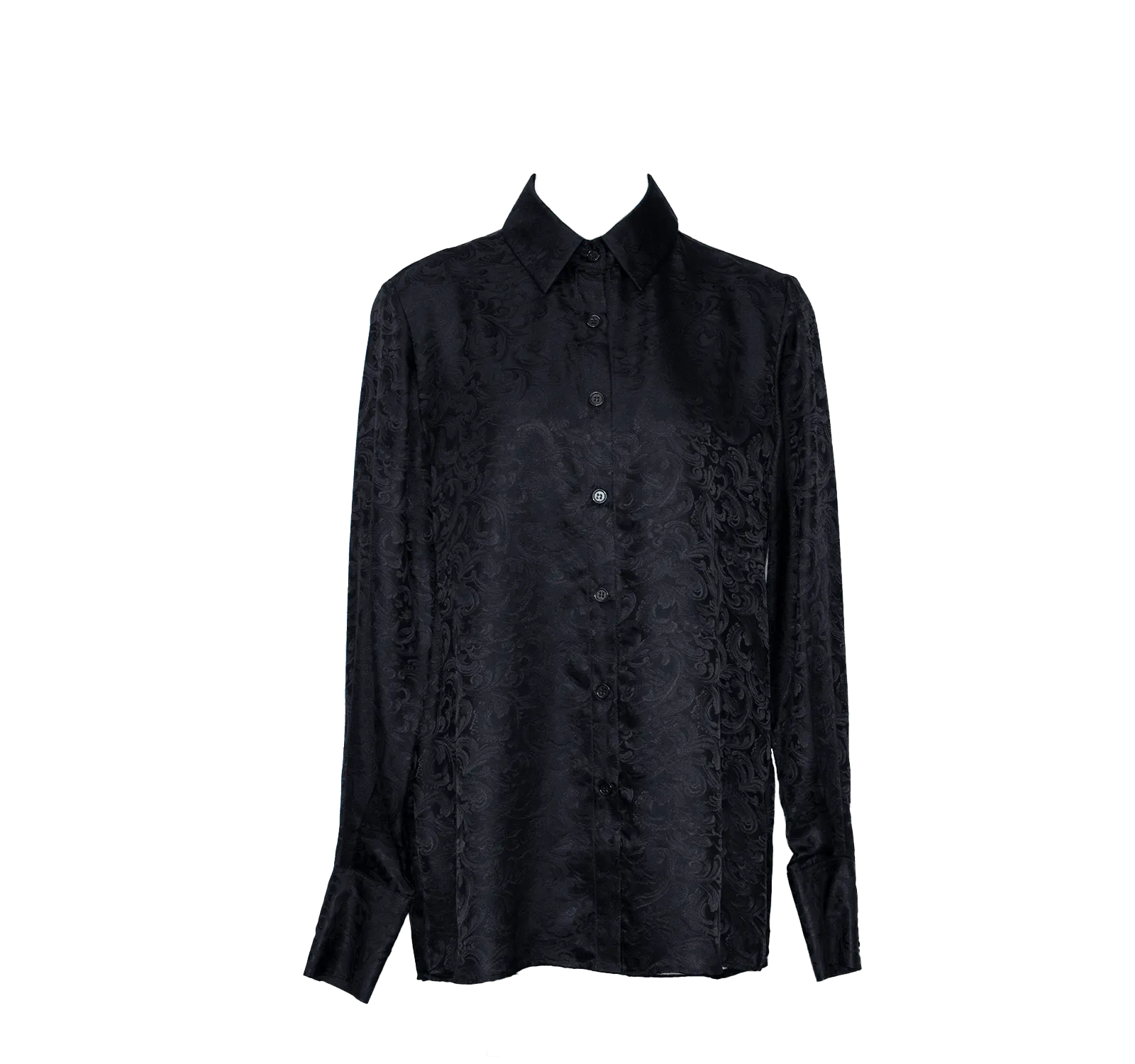 Elegance Silk Blouse in Black Paisley
