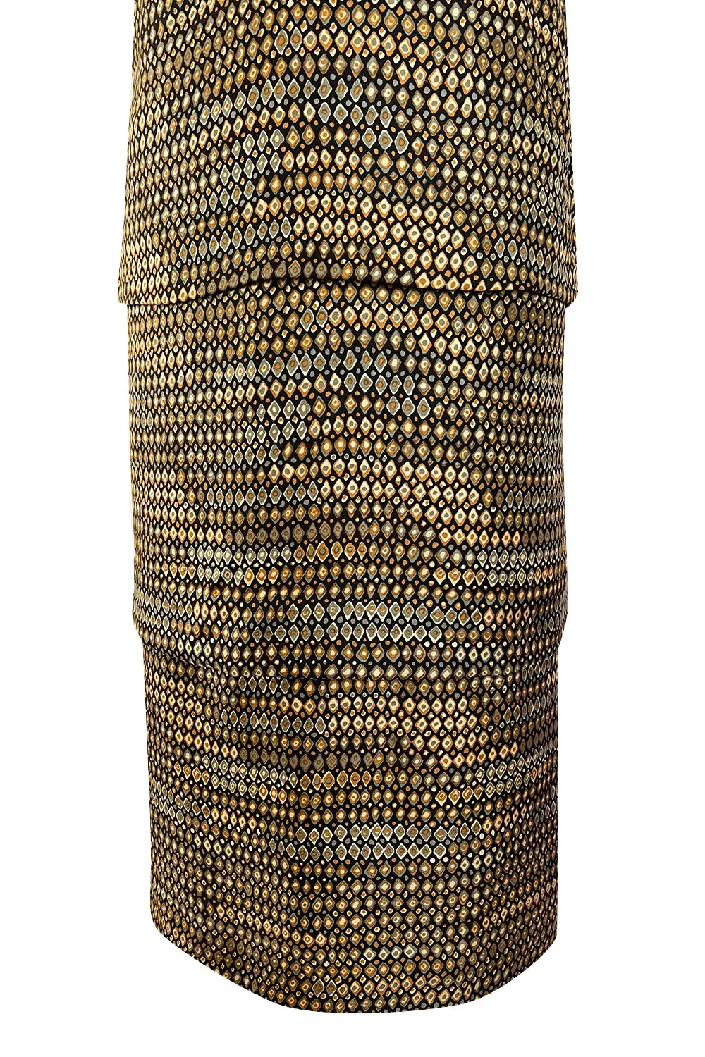 Elegant 1960s Madame Gres Haute Couture Printed & Tiered Silk Day Dress