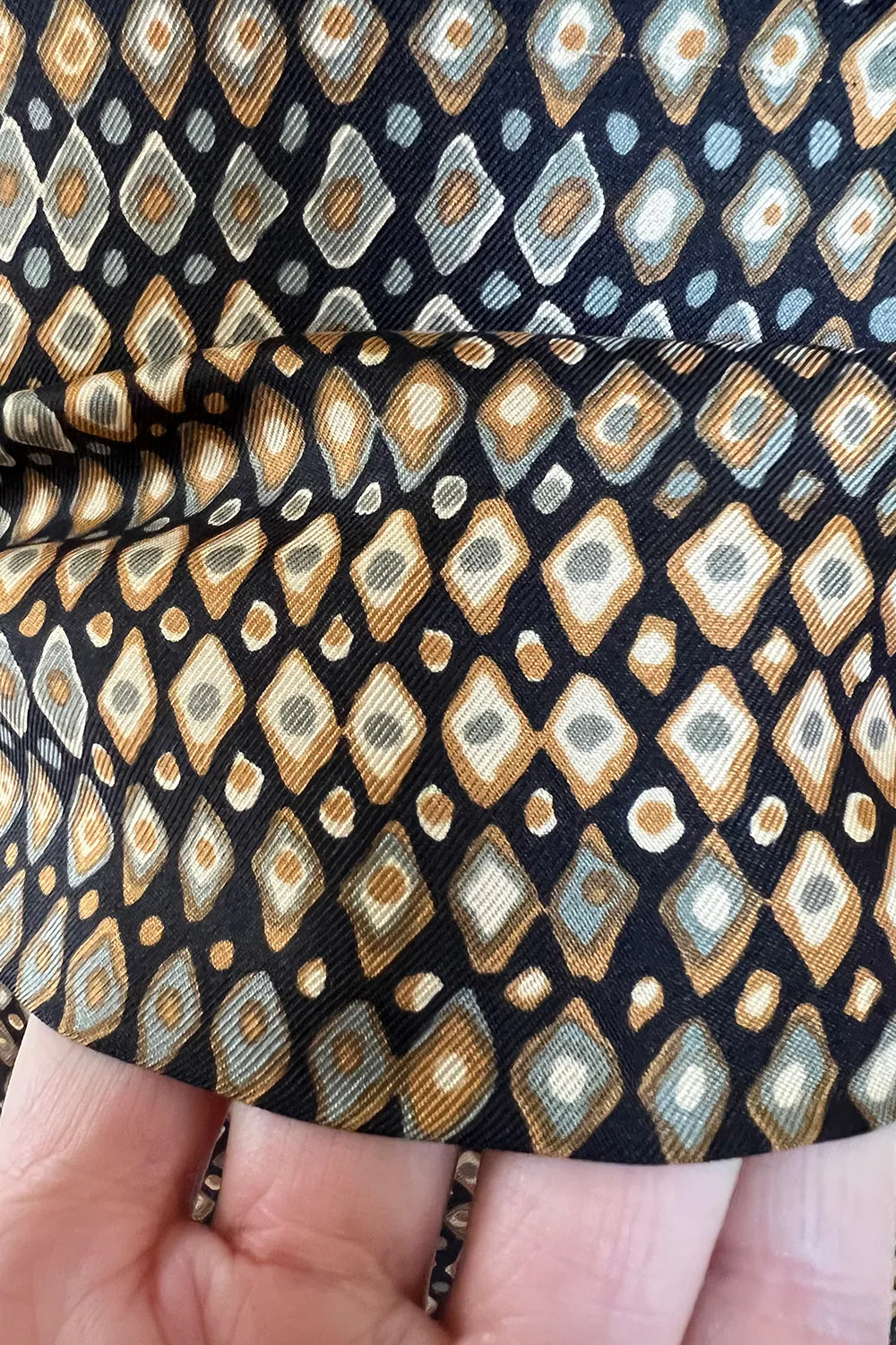 Elegant 1960s Madame Gres Haute Couture Printed & Tiered Silk Day Dress