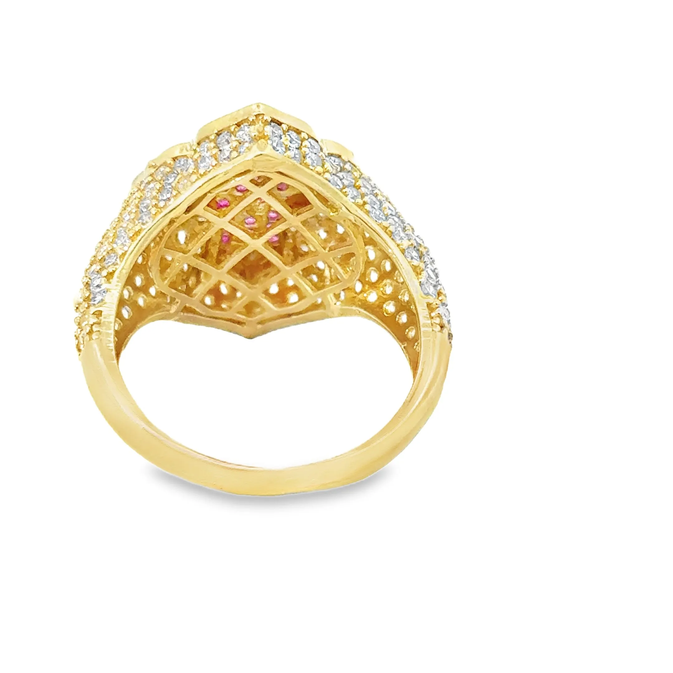 Elegant Gold Ring with red stone  Cross 10k