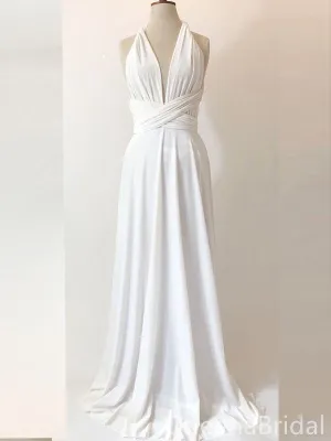 Elegant Ivory V Neck Hater A-line Party Dress Long Prom Dresses to Impress ,WGP1602