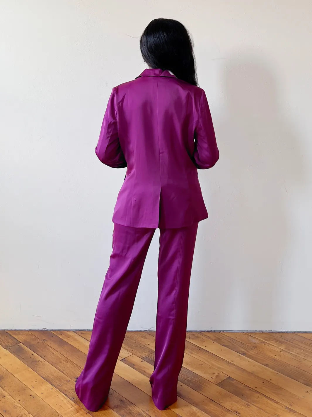 Elegant Purple Satin Blazer