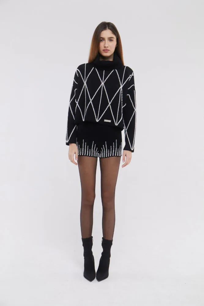 Embellished Hot Pants in Monochrome