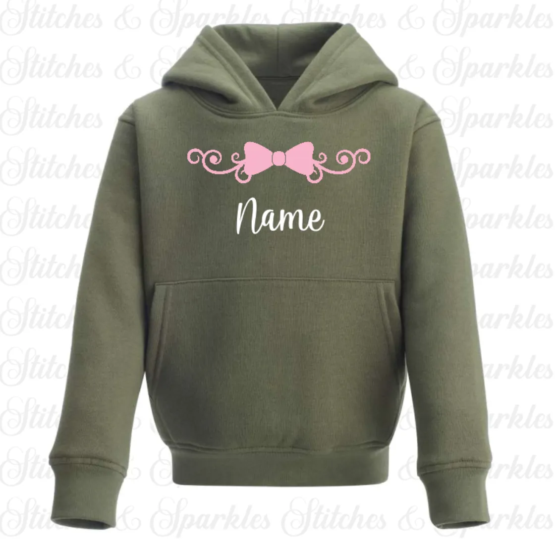 Embroidered Bow Design - Pull on Hoodie