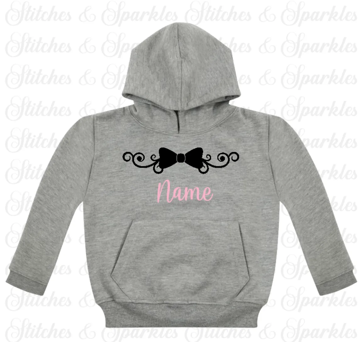 Embroidered Bow Design - Pull on Hoodie