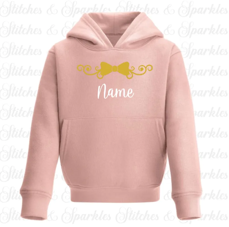 Embroidered Bow Design - Pull on Hoodie