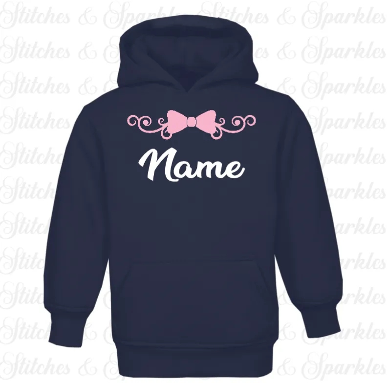 Embroidered Bow Design - Pull on Hoodie