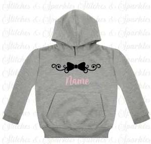 Embroidered Bow Design - Pull on Hoodie