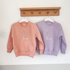Embroidered Floral Initial Sweater