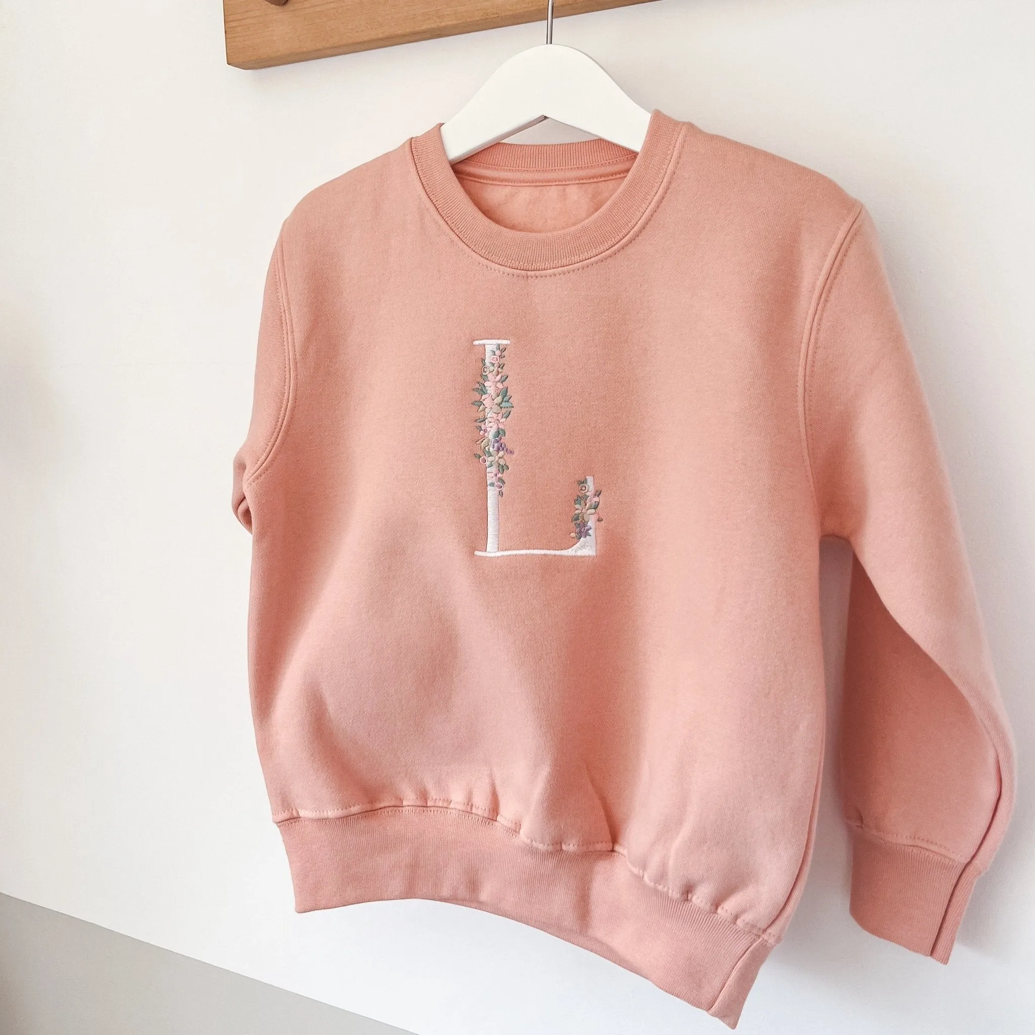 Embroidered Floral Initial Sweater