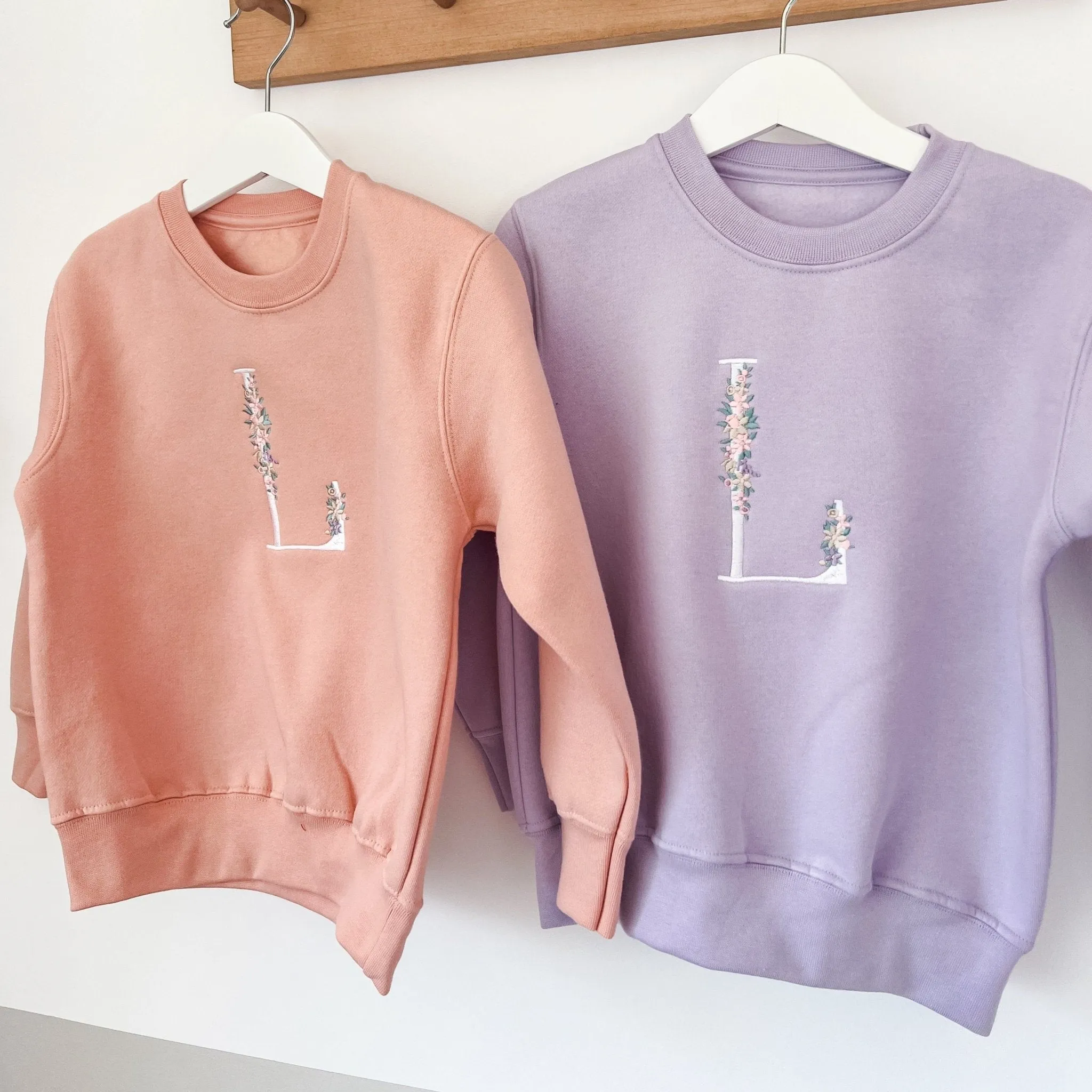 Embroidered Floral Initial Sweater
