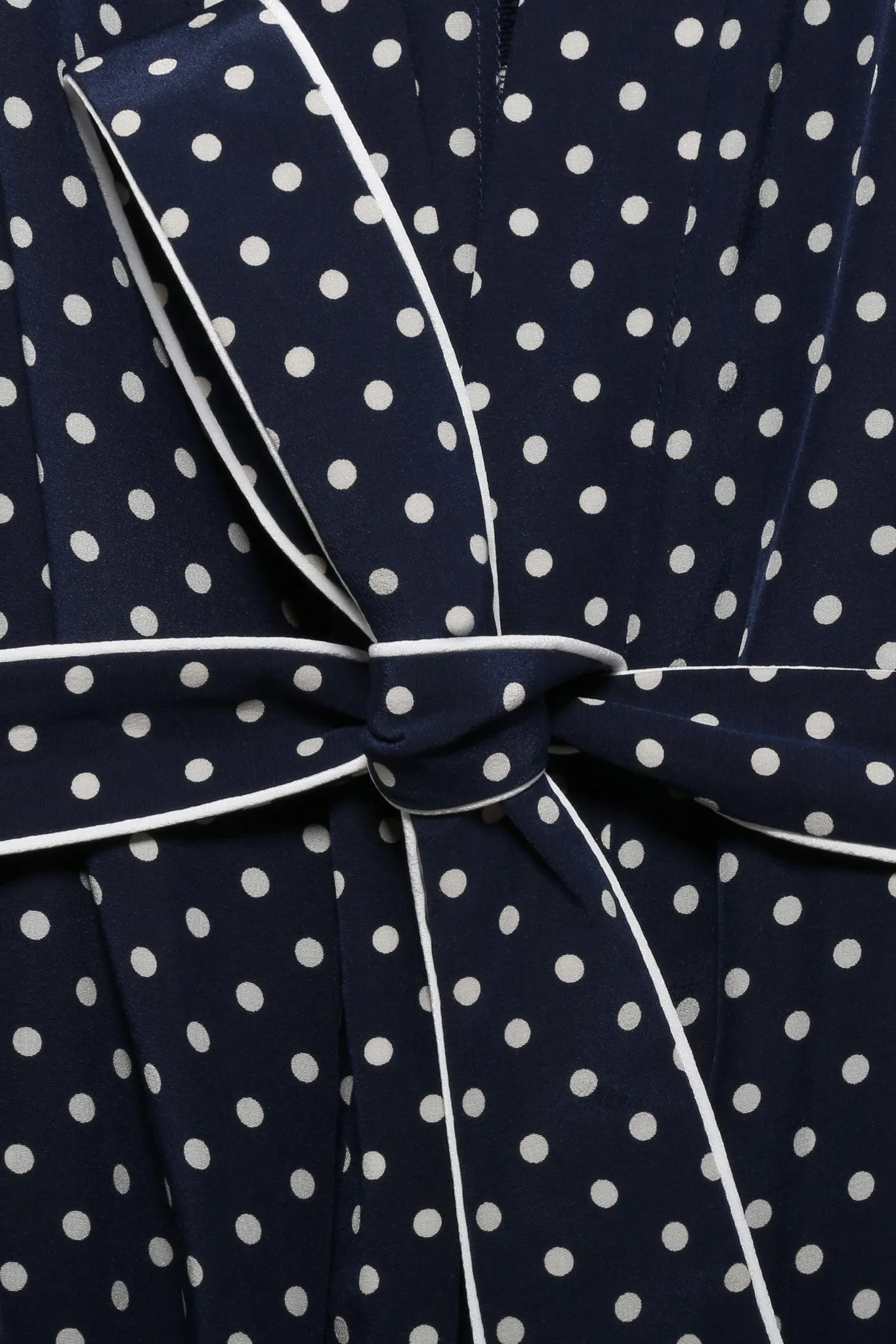 EMMA SILK ROBE - NAVY DOT
