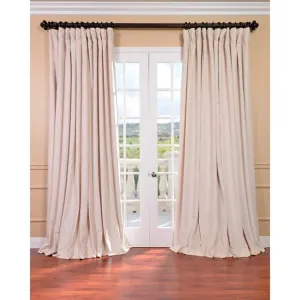 Exclusive Fabrics Signature Extra Wide Ivory Velvet Blackout Curtain (1 Panel) - Luxurious Blackout Drapery for Elegant Dcor