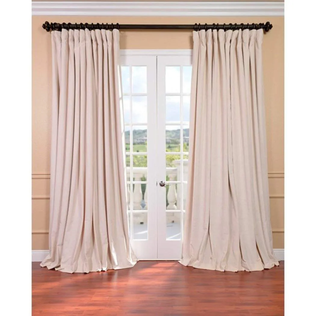Exclusive Fabrics Signature Extra Wide Ivory Velvet Blackout Curtain (1 Panel) - Luxurious Blackout Drapery for Elegant Dcor