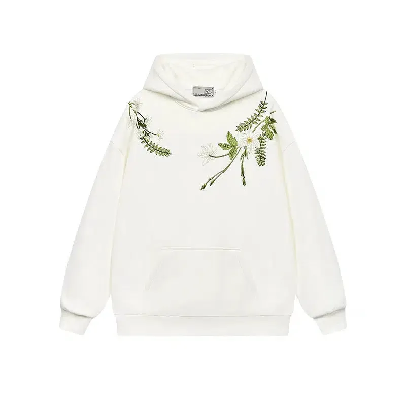 Floral Embroidered Hooded Sweatshirt