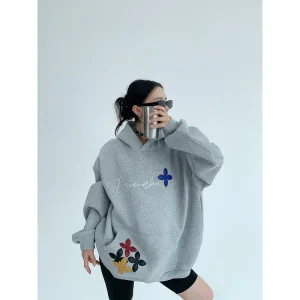 Floral Embroidered Oversized Hoodie