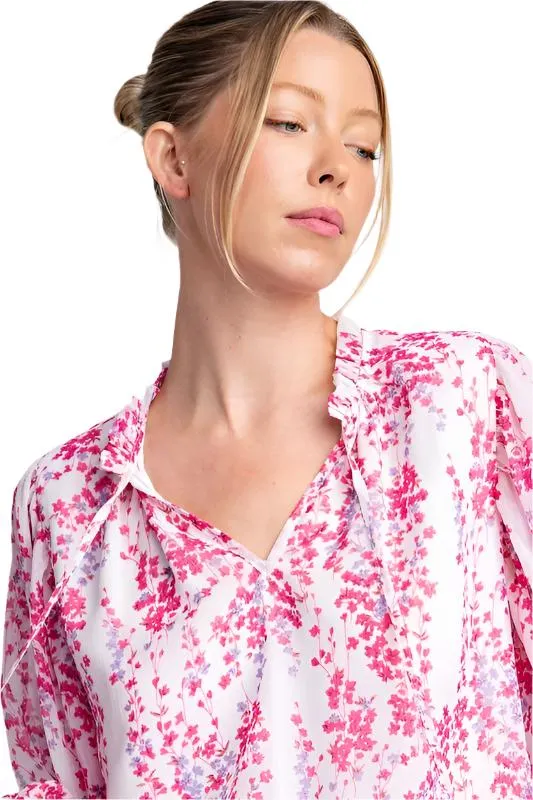 Floral Printed Bubble Sleeve Top