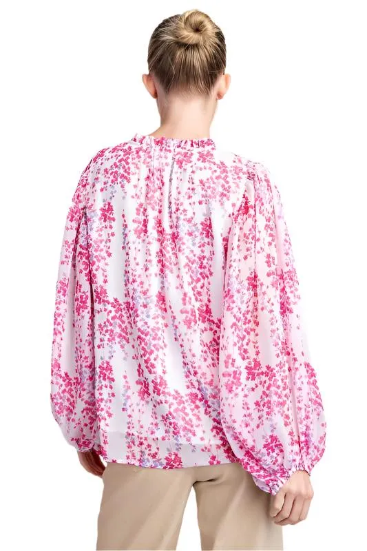 Floral Printed Bubble Sleeve Top