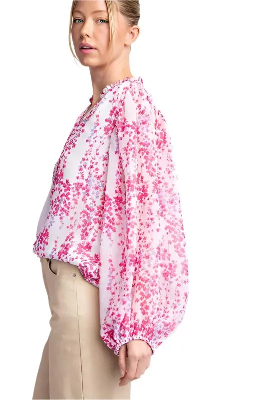Floral Printed Bubble Sleeve Top